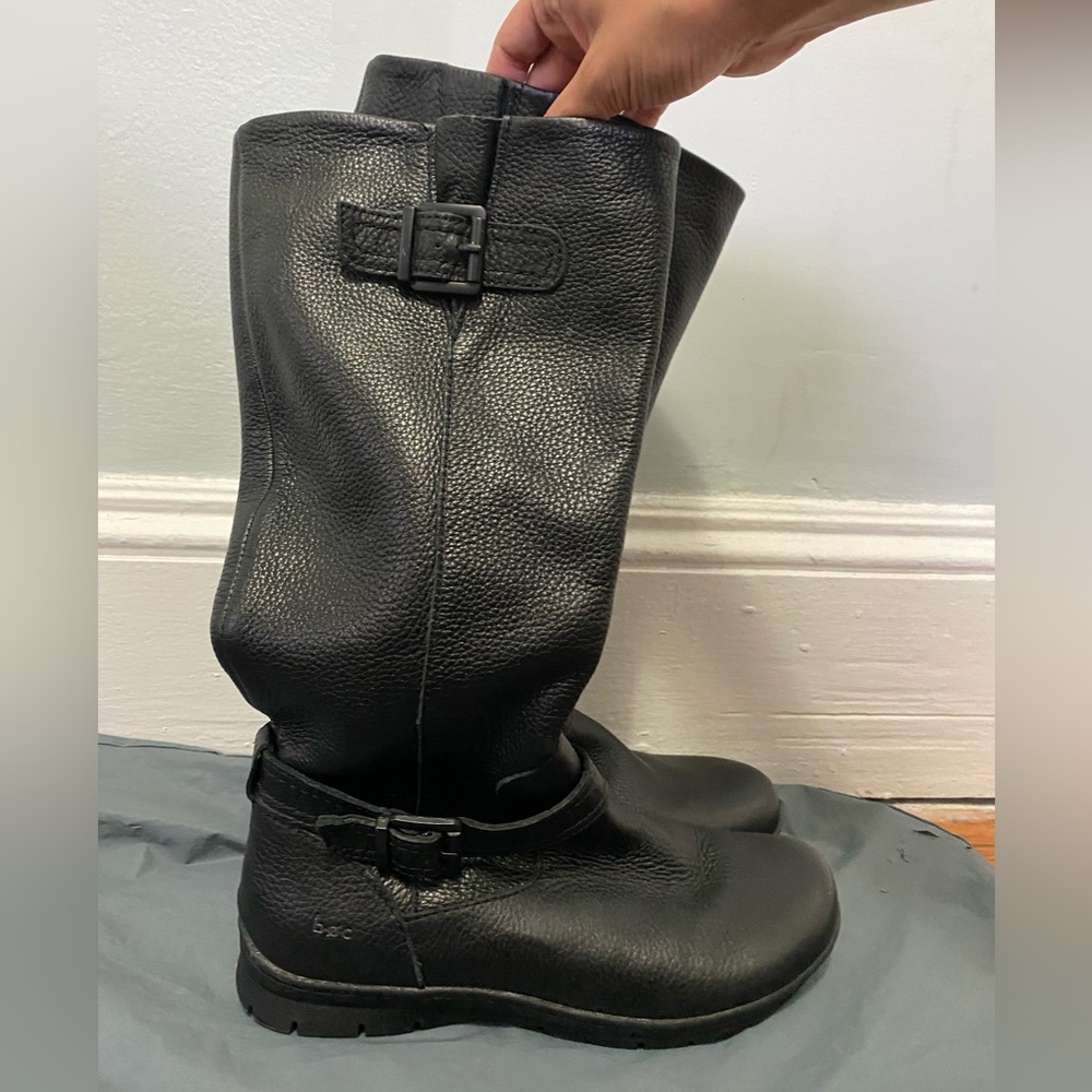 B. O. C black full grain leather boots